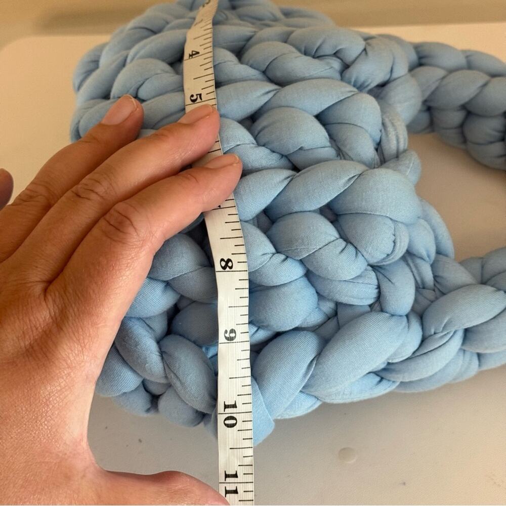 The Mel Mini Chunky Knit Handmade Crochet Handbag Light Blue Small - Picture 10 of 10